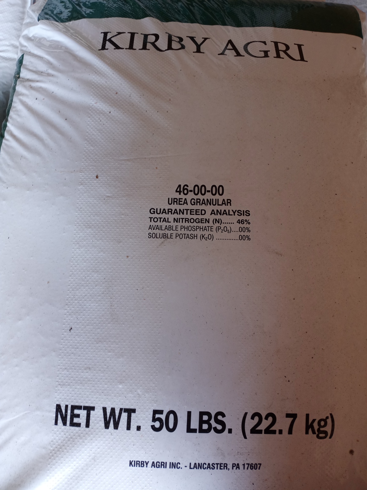 Fertilizer grade urea, 46-0-0, 50 lb bag